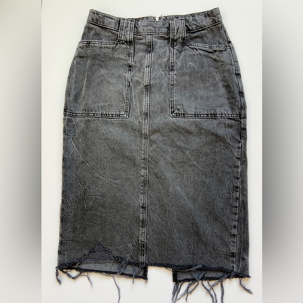 We the Free black distressed midi skirt